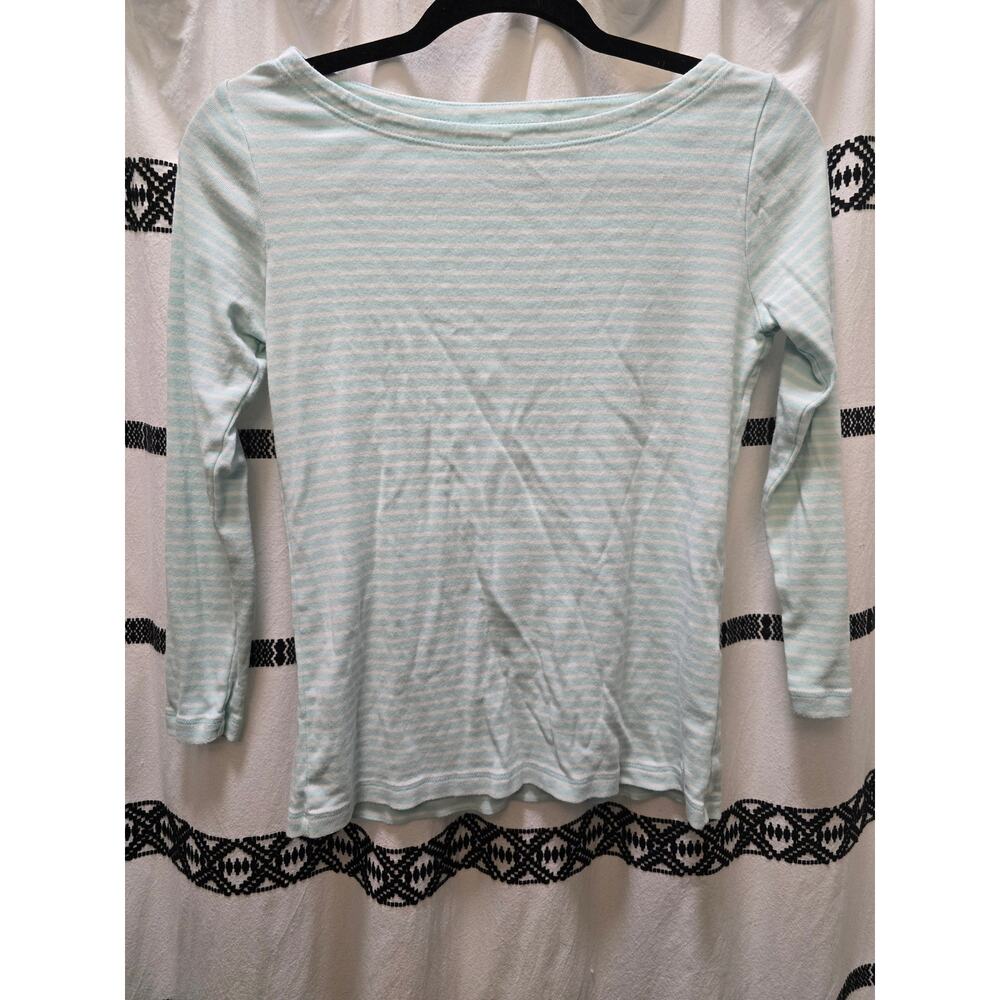 Vineyard Vines mint‎ green stripe boat neck jersey knit top 3/4 sleeves small